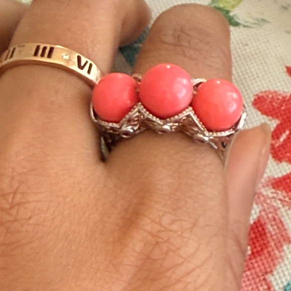 Bamboo Coral accented by Rhodolite sterling silver 925 Ring - Picture 4 of 12